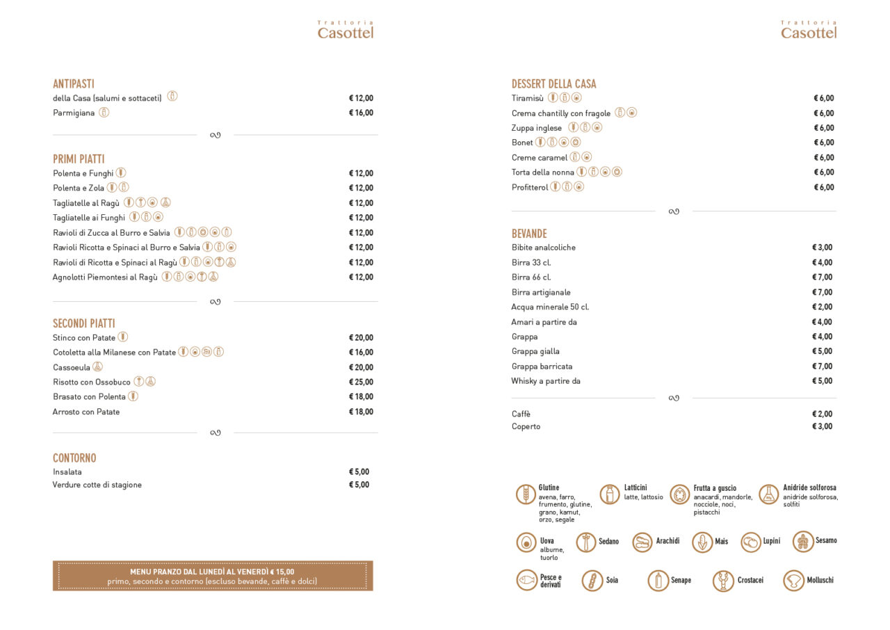 Trattoria Casottel menu